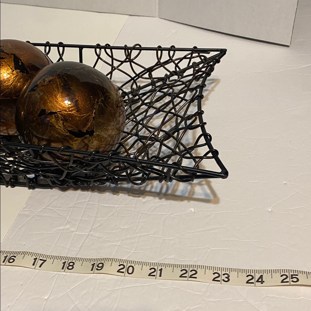 Black Wire Basket with Bronze Decorative Balls - Picture 4 of 5